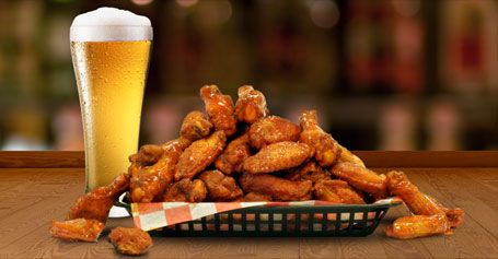 Beer and chicken wings