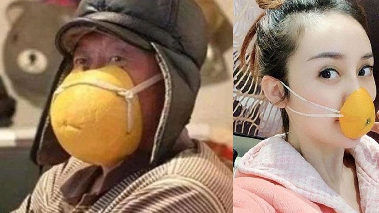 Crazy Homemade CoronaVirus Masks Plastic Grapefruit