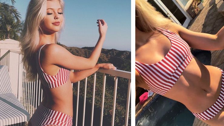 loren gray red bikini swimwear