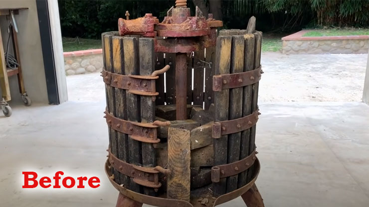 Antique Grape Press Before